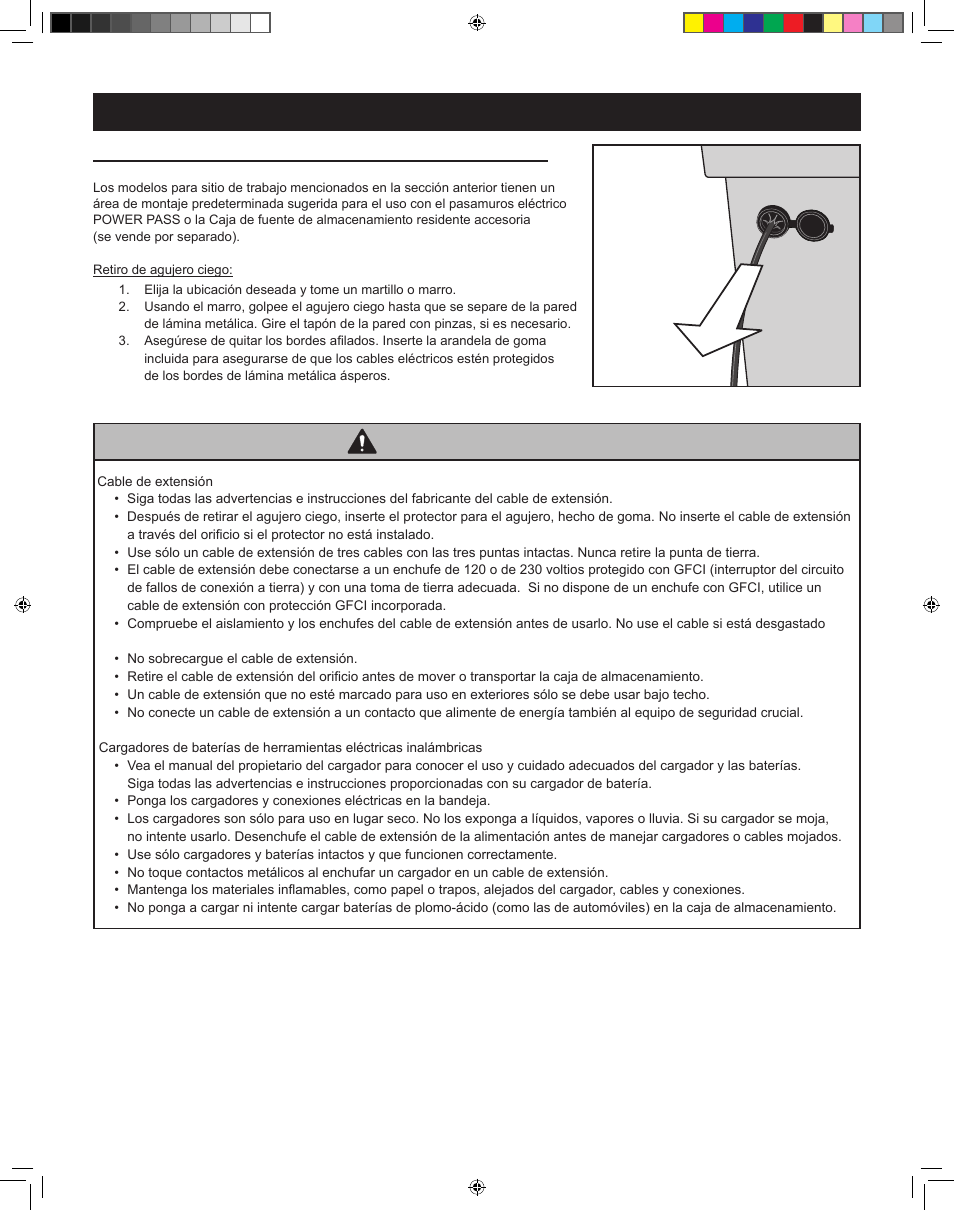 Advertencia, Pasamuros eléctrico power pass™ (incluido) | RIDGID MONSTER BOX User Manual | Page 25 / 124