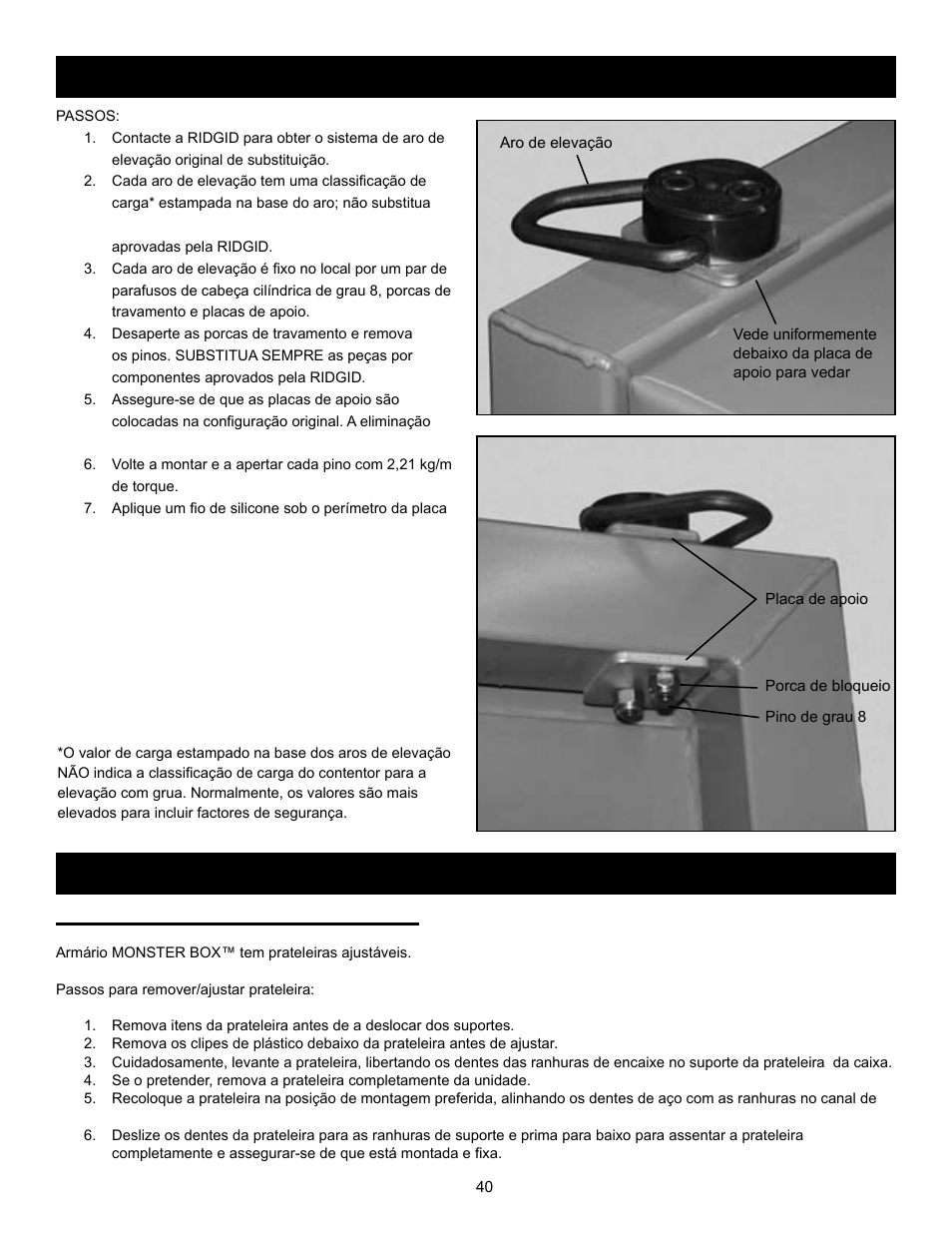 Auto-ajuste: (apenas modelo 1020) | RIDGID MONSTER BOX User Manual | Page 42 / 124