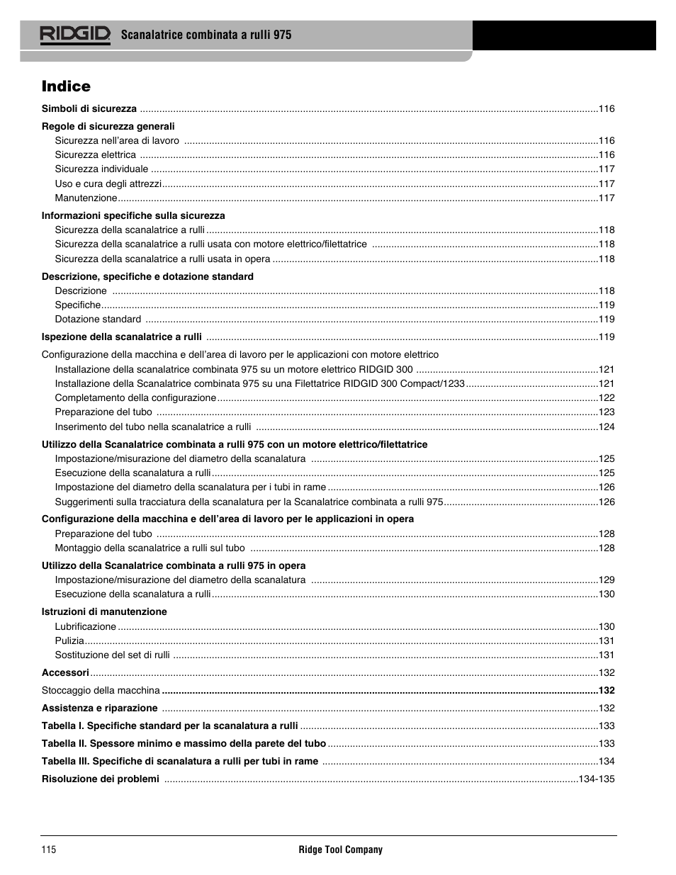 Indice | RIDGID Combo Roll Groover User Manual | Page 117 / 490