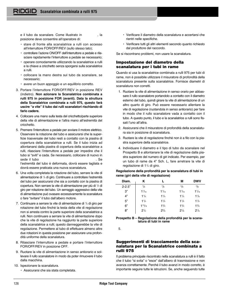 Scanalatrice combinata a rulli 975 | RIDGID Combo Roll Groover User Manual | Page 128 / 490