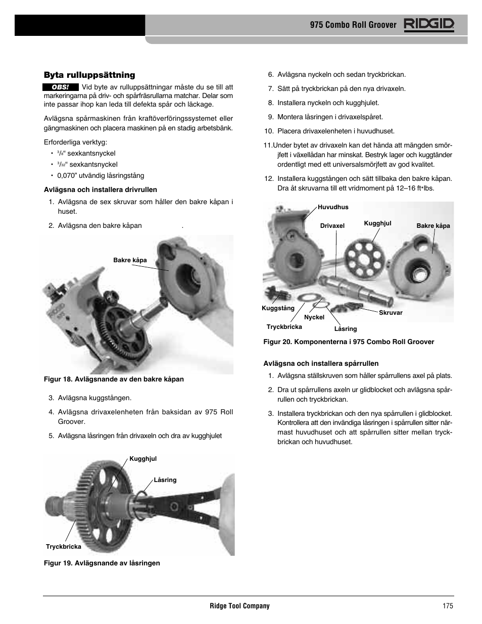 Byta rulluppsättning, 975 combo roll groover | RIDGID Combo Roll Groover User Manual | Page 177 / 490