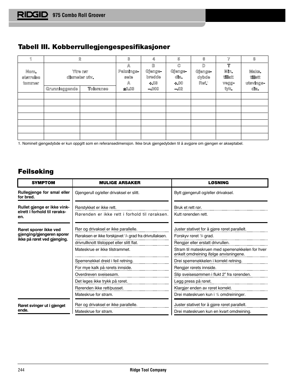 975 combo roll groover | RIDGID Combo Roll Groover User Manual | Page 246 / 490