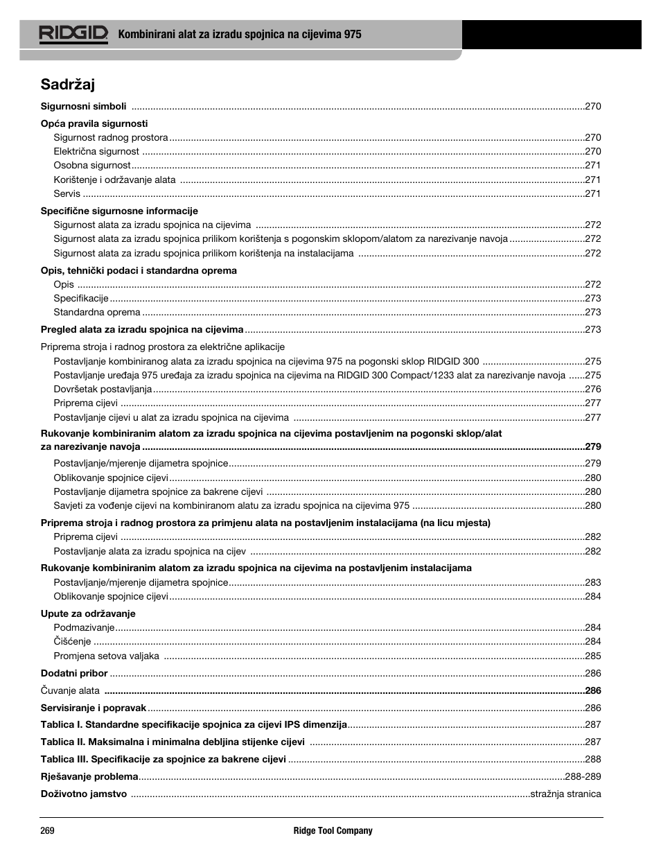 Sadržaj | RIDGID Combo Roll Groover User Manual | Page 271 / 490