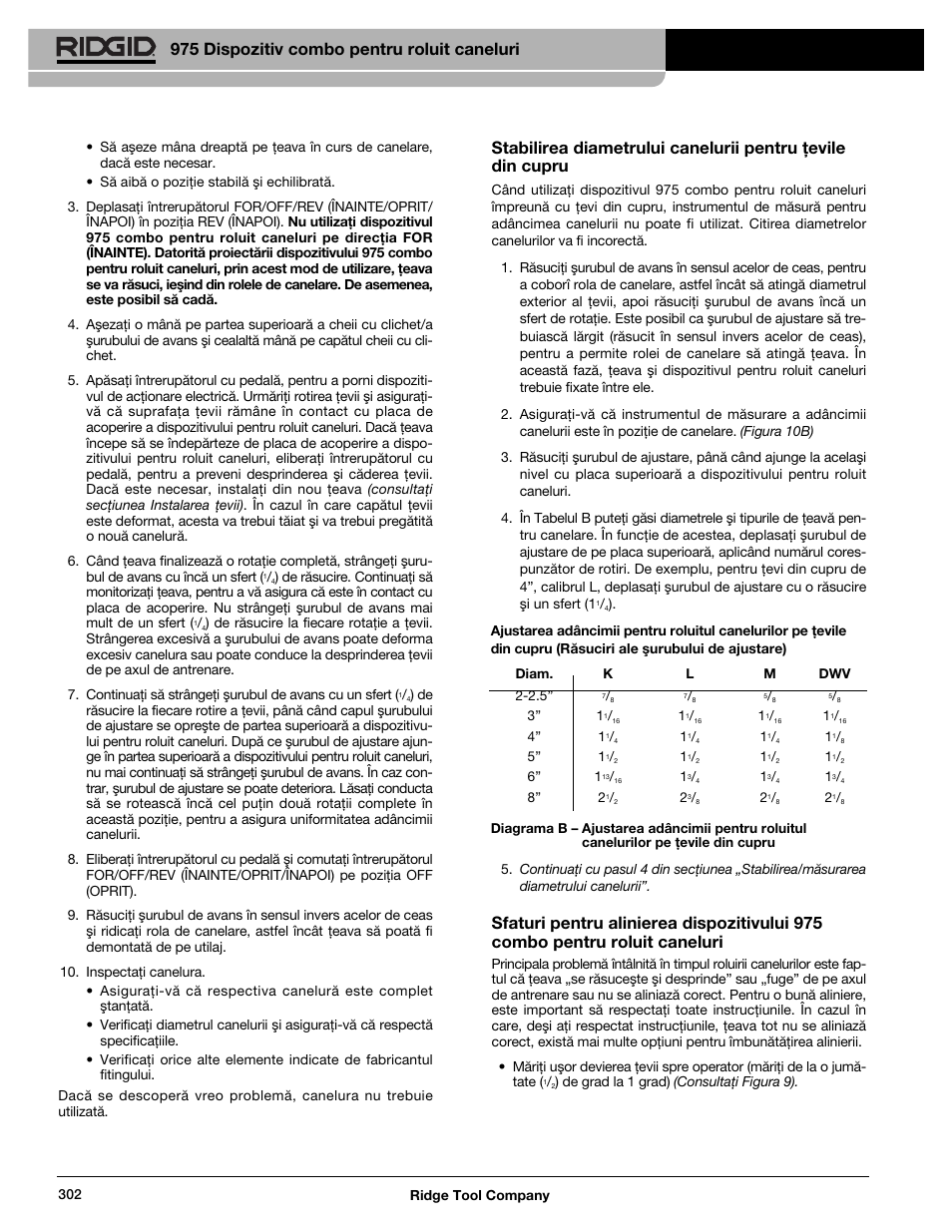 975 dispozitiv combo pentru roluit caneluri | RIDGID Combo Roll Groover User Manual | Page 304 / 490