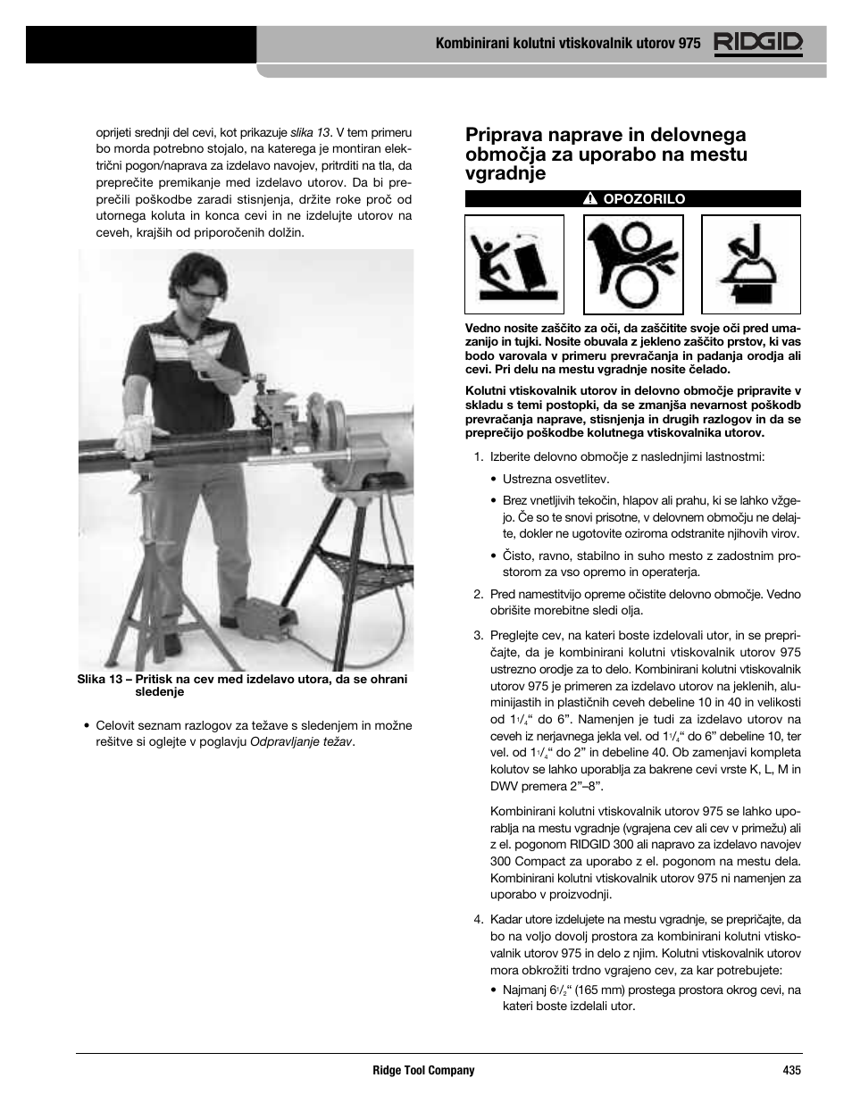 Kombinirani kolutni vtiskovalnik utorov 975 | RIDGID Combo Roll Groover User Manual | Page 437 / 490
