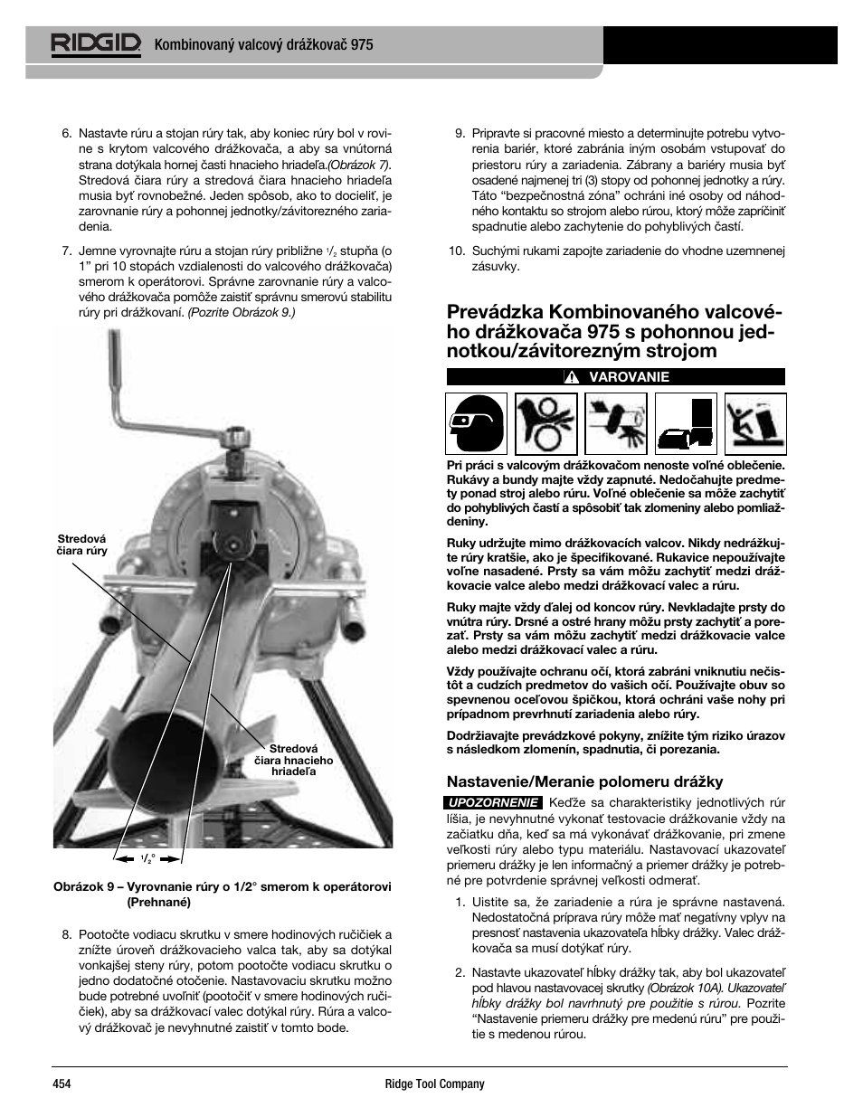 Kombinovaný valcový drážkovač 975, Nastavenie/meranie polomeru drážky | RIDGID Combo Roll Groover User Manual | Page 456 / 490