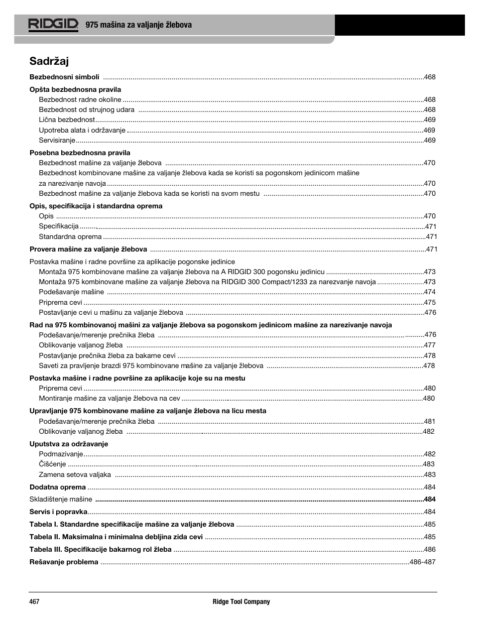 Sadržaj | RIDGID Combo Roll Groover User Manual | Page 469 / 490
