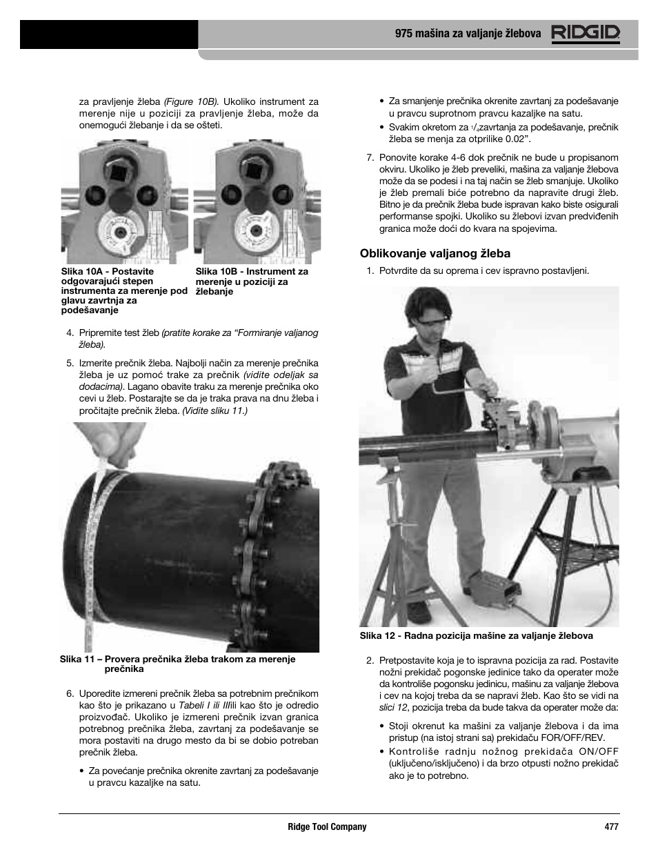 975 mašina za valjanje žlebova, Oblikovanje valjanog žleba | RIDGID Combo Roll Groover User Manual | Page 479 / 490