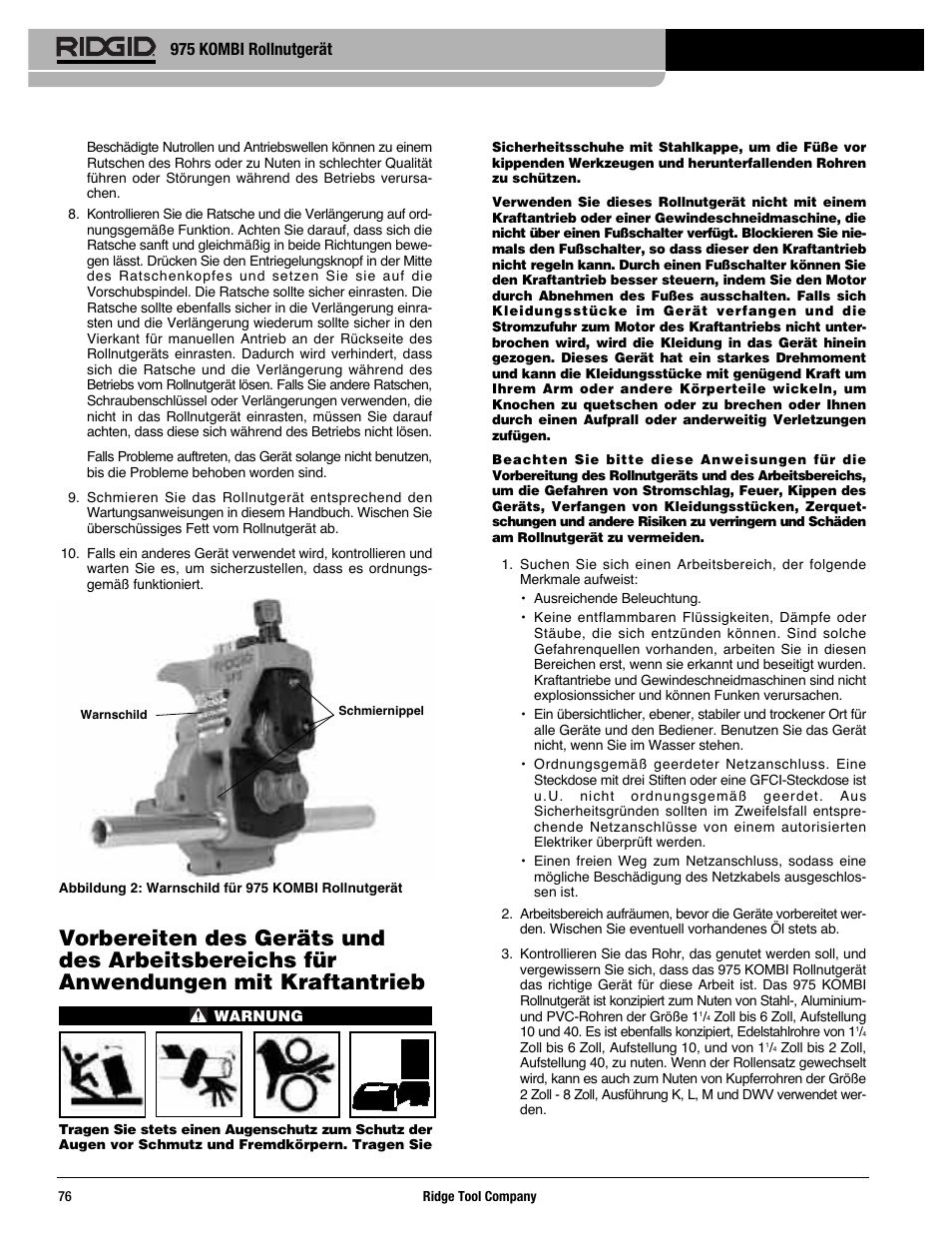 975 kombi rollnutgerät | RIDGID Combo Roll Groover User Manual | Page 78 / 490