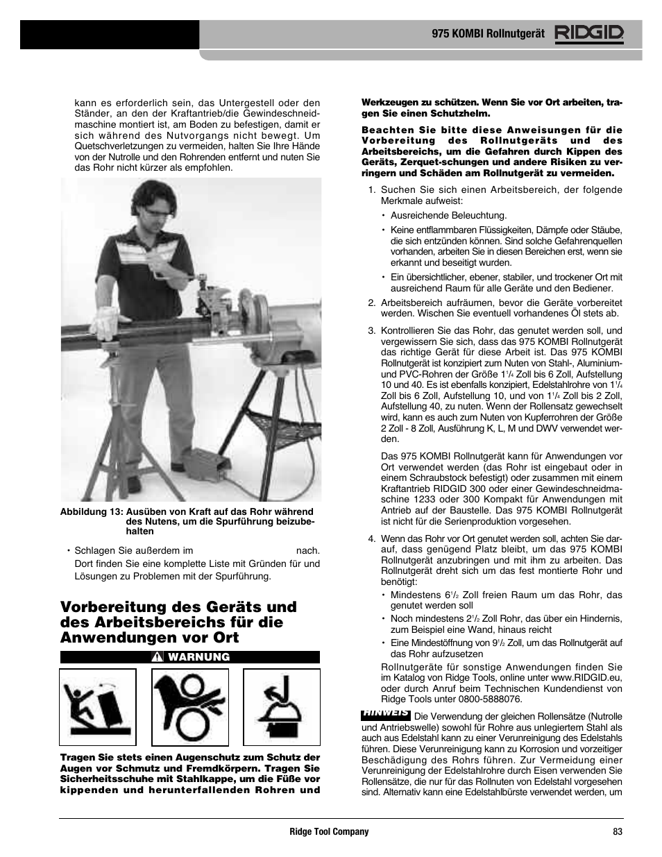 975 kombi rollnutgerät | RIDGID Combo Roll Groover User Manual | Page 85 / 490
