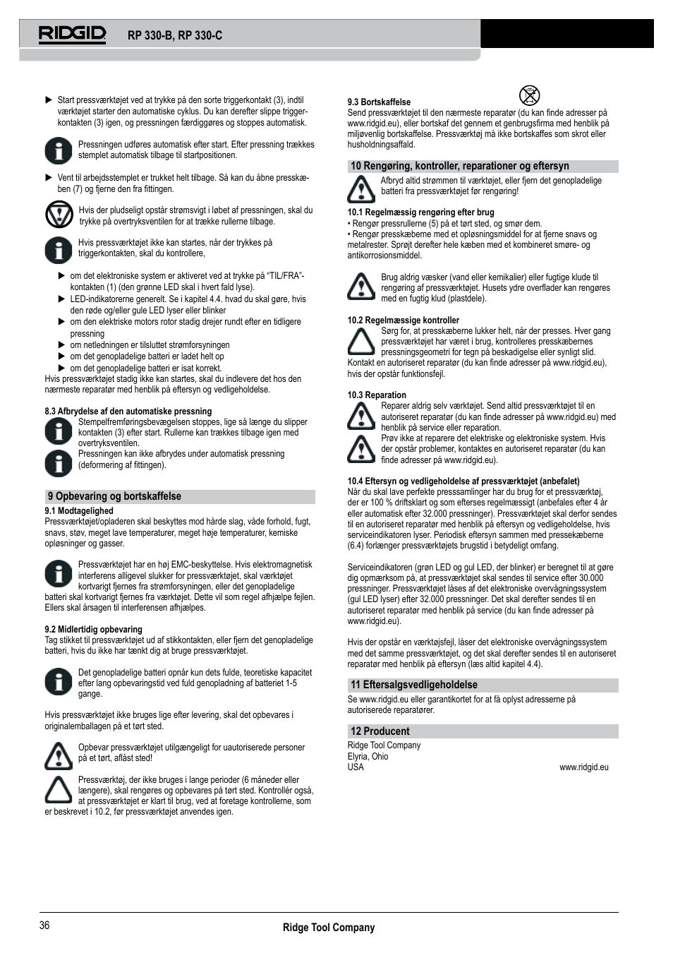RIDGID RP 330-C User Manual | Page 37 / 82