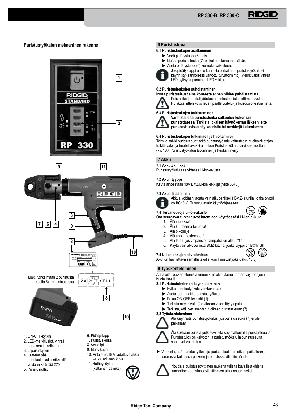 RIDGID RP 330-C User Manual | Page 44 / 82