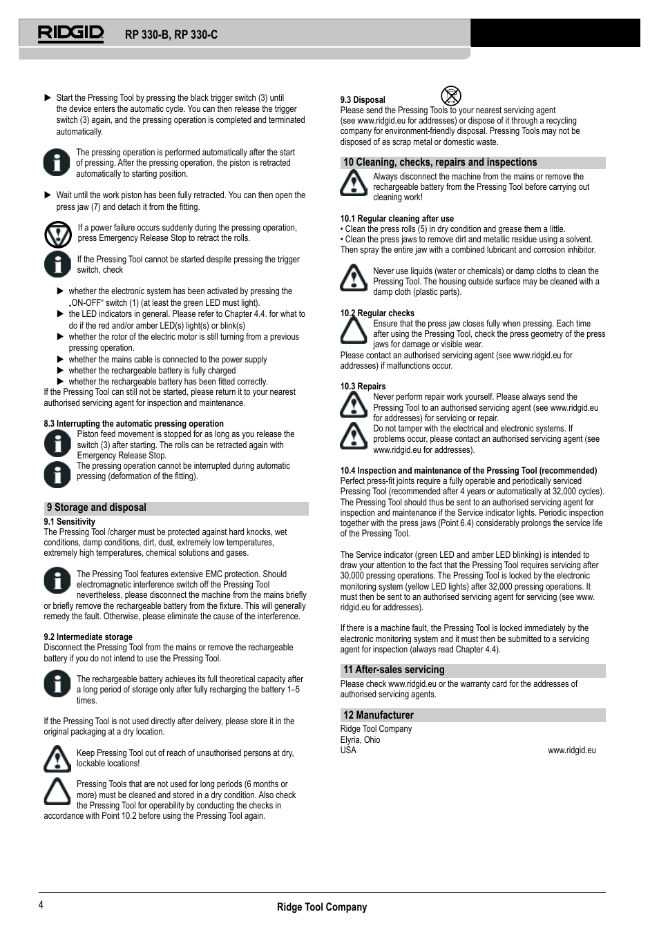 RIDGID RP 330-C User Manual | Page 5 / 82