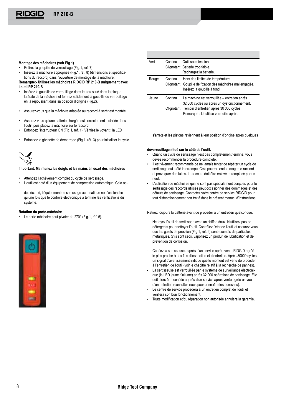 Rp 210-b | RIDGID RP 210-B User Manual | Page 10 / 59