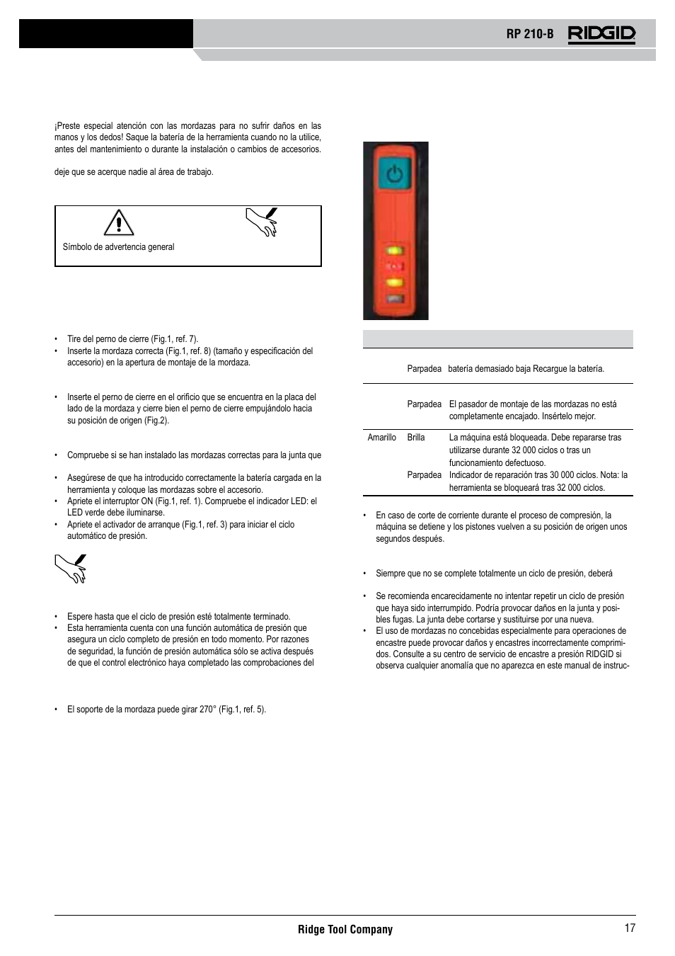 Rp 210-b | RIDGID RP 210-B User Manual | Page 19 / 59
