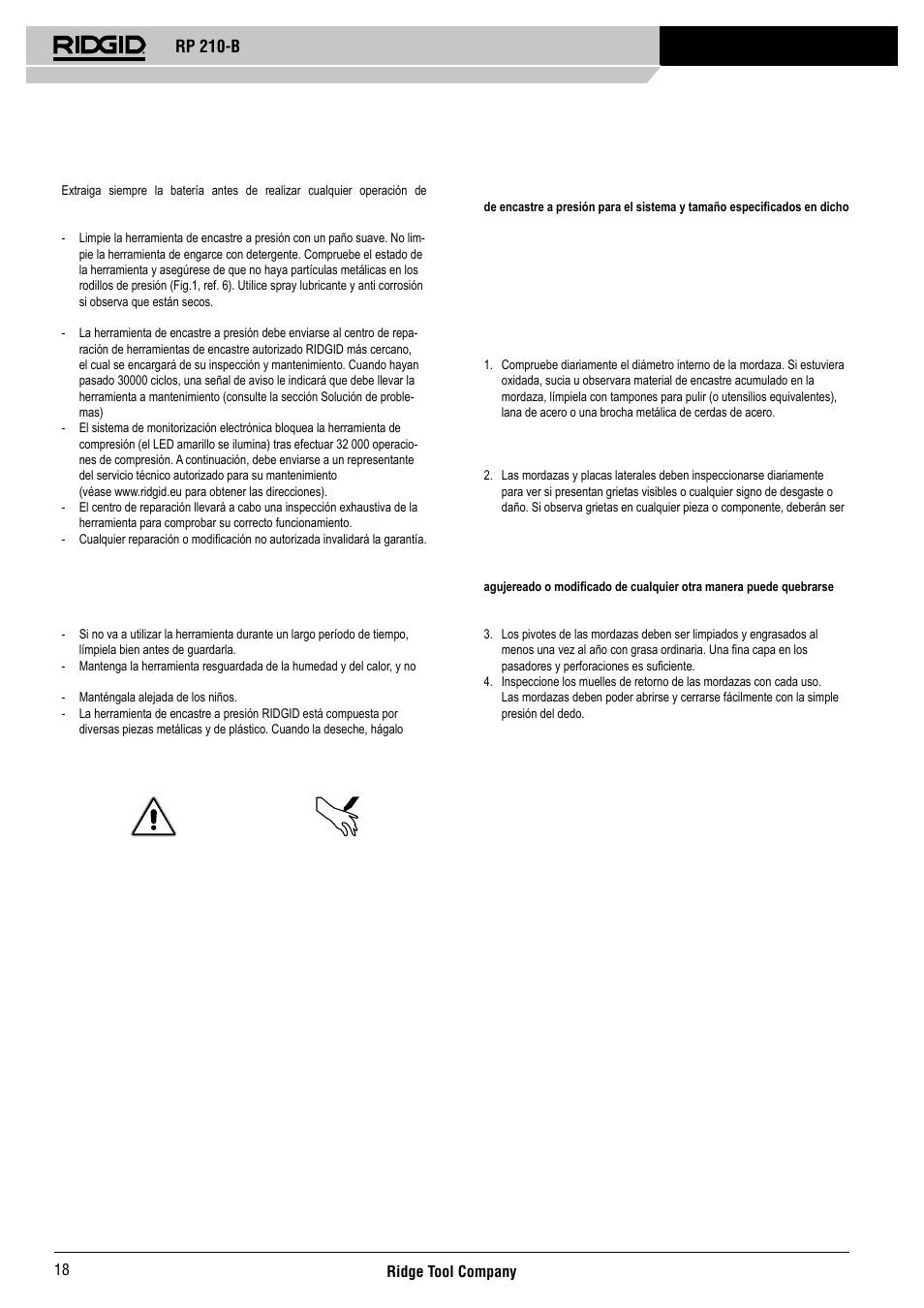 Rp 210-b | RIDGID RP 210-B User Manual | Page 20 / 59