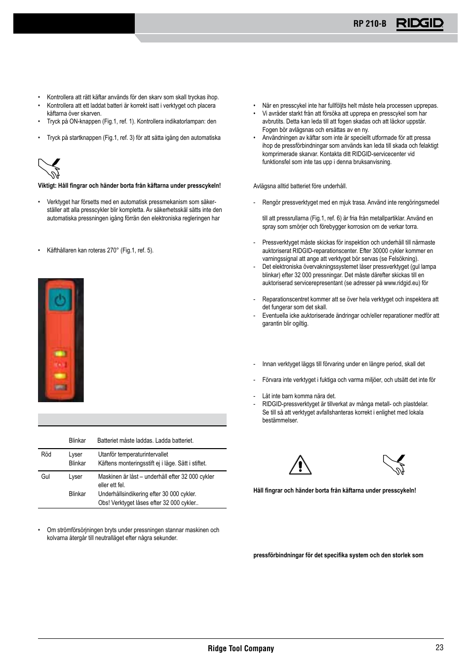 Rp 210-b | RIDGID RP 210-B User Manual | Page 25 / 59