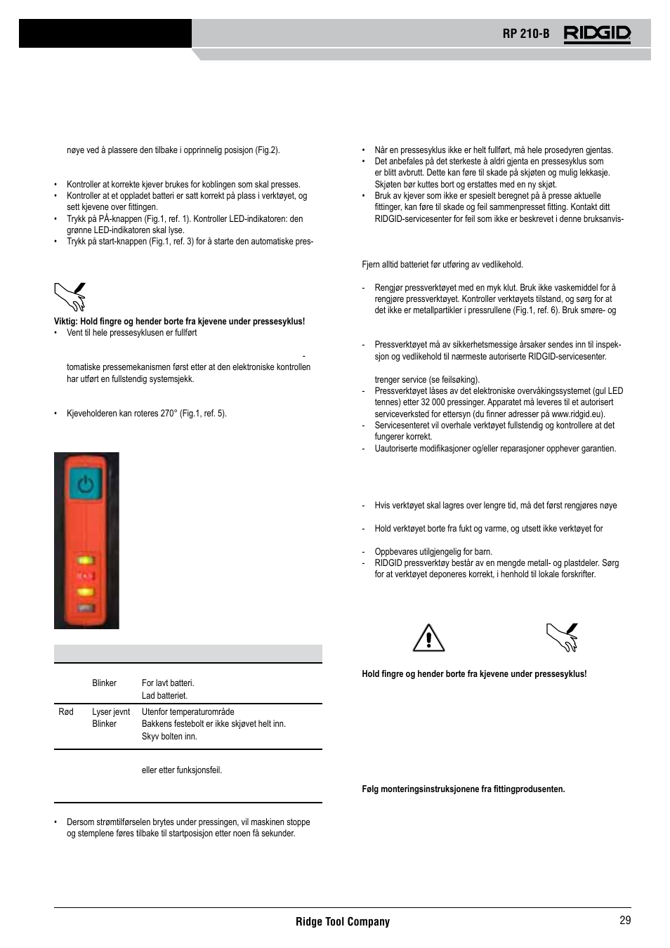 Rp 210-b | RIDGID RP 210-B User Manual | Page 31 / 59