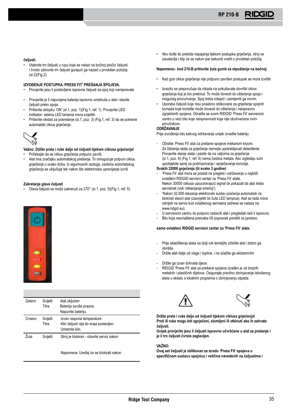 Rp 210-b | RIDGID RP 210-B User Manual | Page 37 / 59