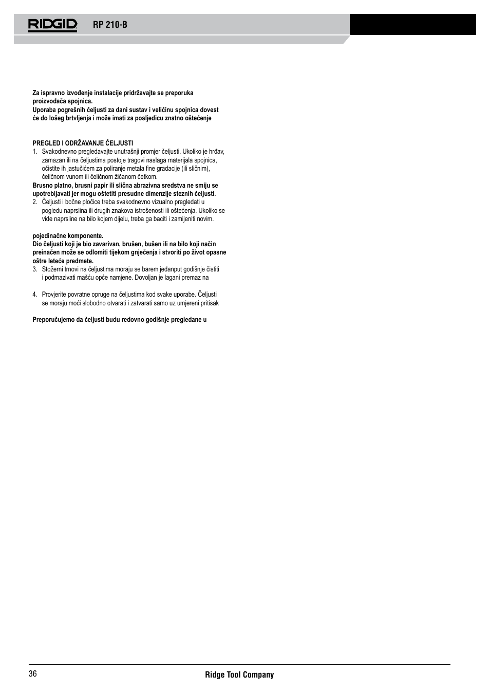 Rp 210-b | RIDGID RP 210-B User Manual | Page 38 / 59