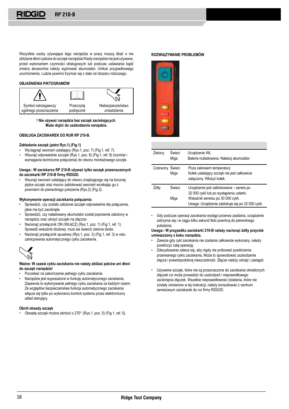 Rp 210-b | RIDGID RP 210-B User Manual | Page 40 / 59
