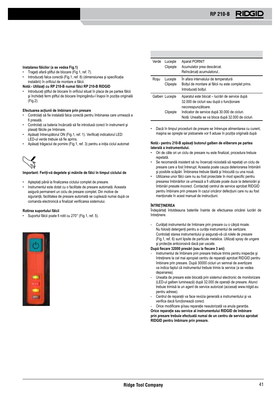 Rp 210-b | RIDGID RP 210-B User Manual | Page 43 / 59