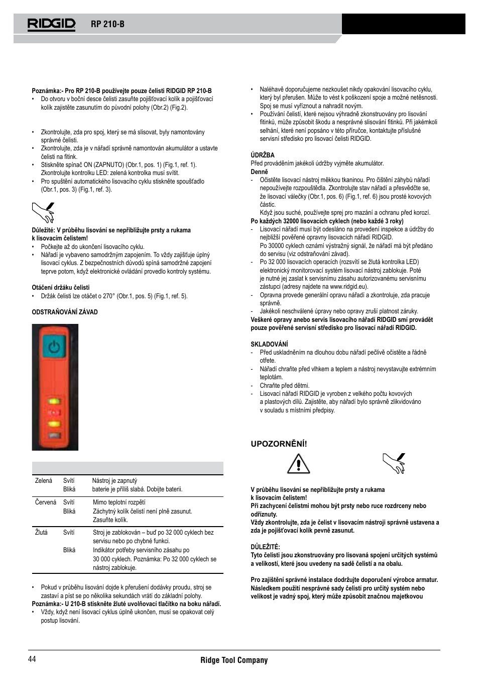 Rp 210-b | RIDGID RP 210-B User Manual | Page 46 / 59