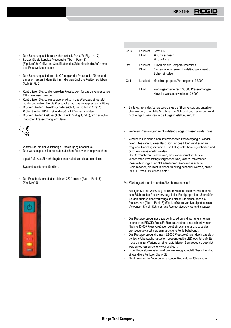 Rp 210-b | RIDGID RP 210-B User Manual | Page 7 / 59