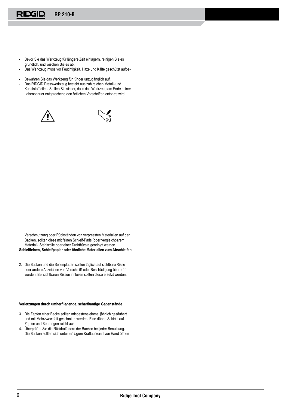 Rp 210-b | RIDGID RP 210-B User Manual | Page 8 / 59