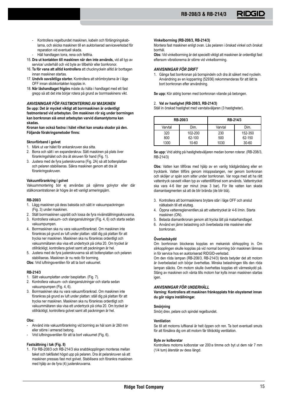 RIDGID RB-214_3 User Manual | Page 17 / 50