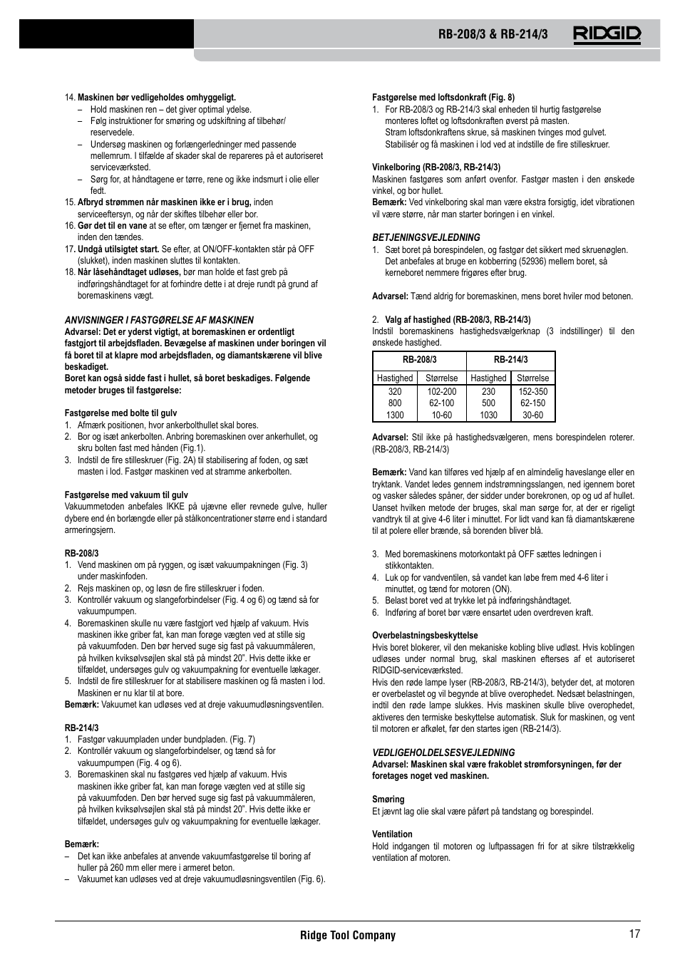 RIDGID RB-214_3 User Manual | Page 19 / 50