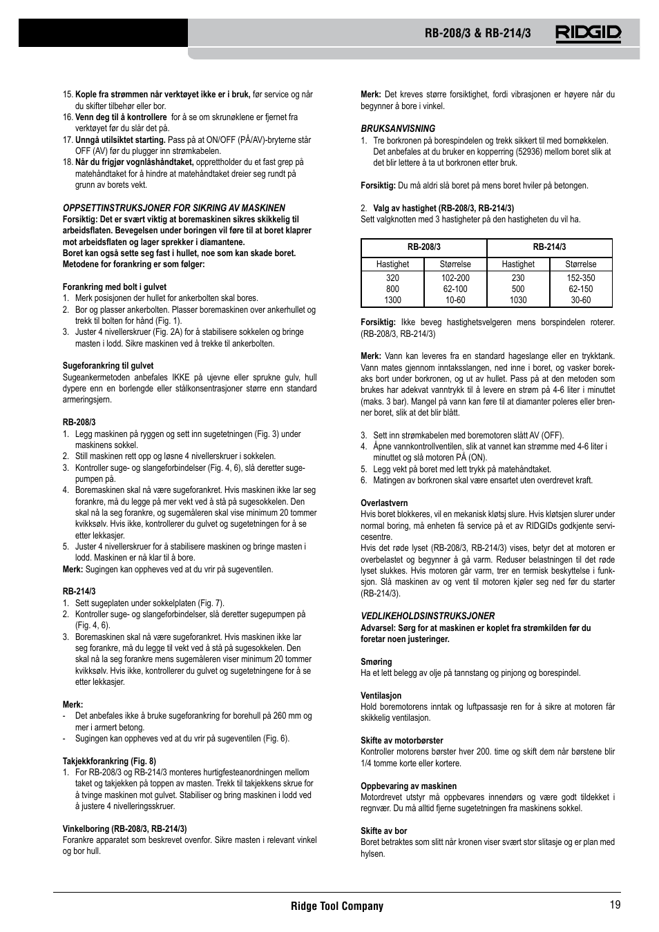 RIDGID RB-214_3 User Manual | Page 21 / 50
