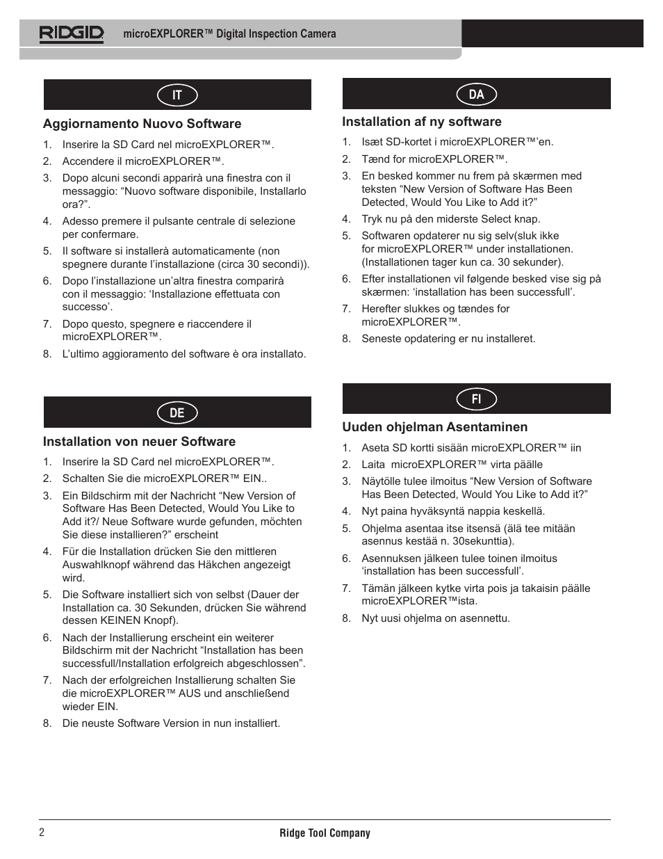RIDGID micro EXPLORER_установка ПО User Manual | Page 2 / 4