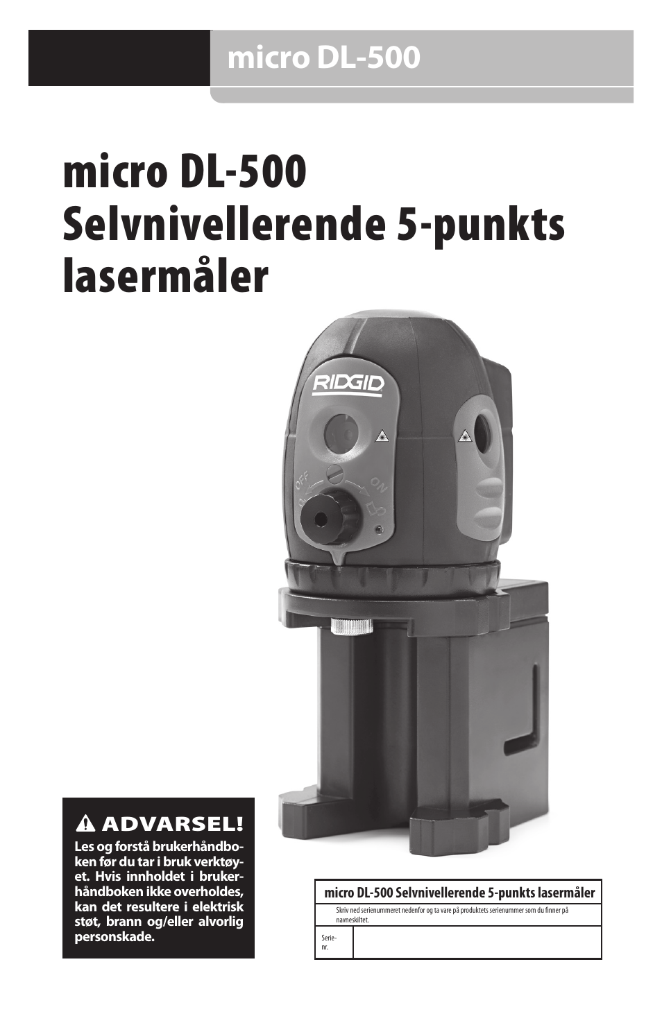 Micro dl-500 selvnivellerende 5-punkts lasermåler, Micro dl-500 | RIDGID micro DL-500 User Manual | Page 111 / 270