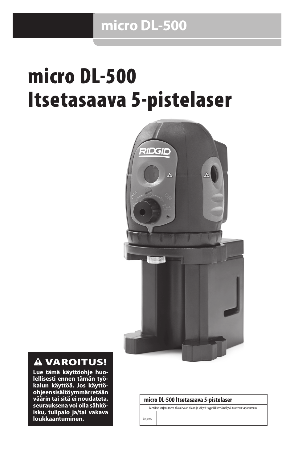 Micro dl-500 itsetasaava 5-pistelaser, Micro dl-500 | RIDGID micro DL-500 User Manual | Page 123 / 270