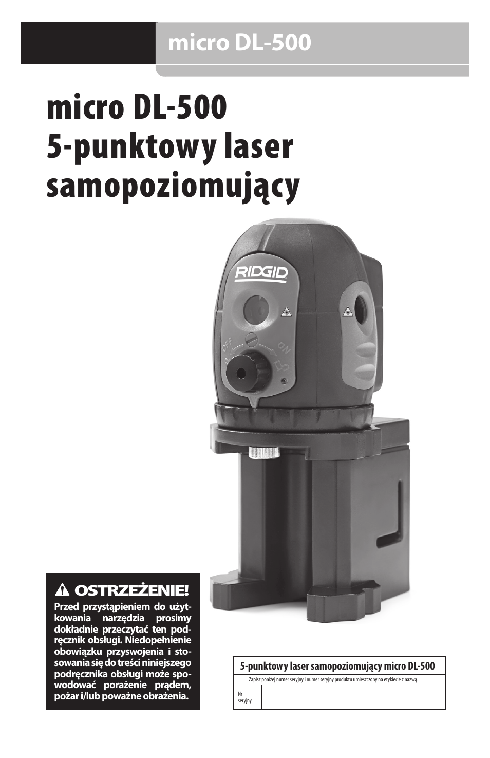 Micro dl-500 5-punktowy laser samopoziomujący, Micro dl-500 | RIDGID micro DL-500 User Manual | Page 135 / 270