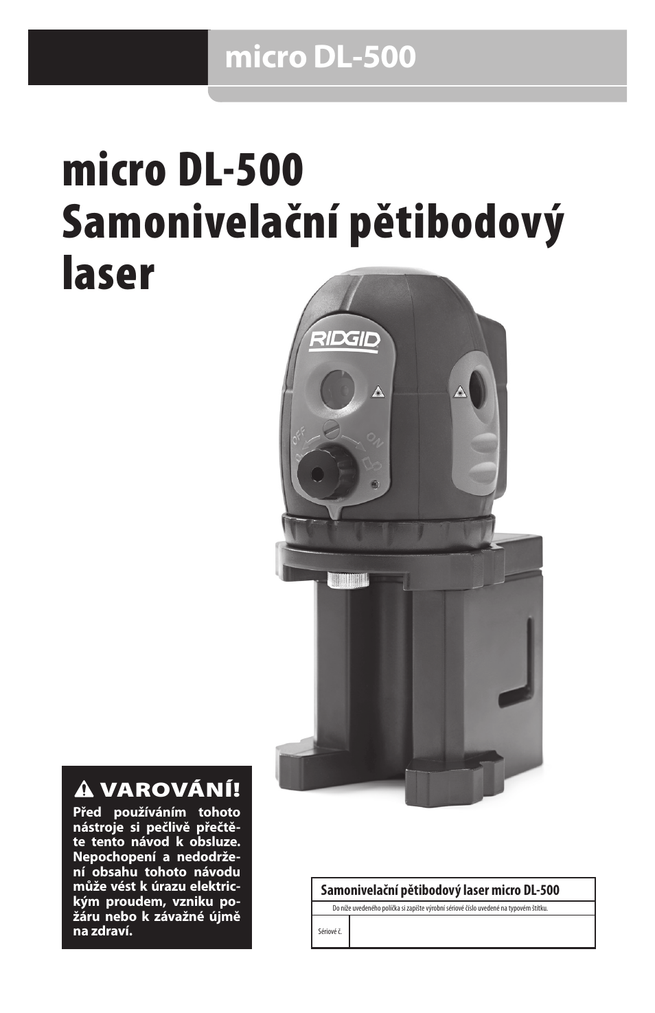 Micro dl-500 samonivelační pětibodový laser, Micro dl-500 | RIDGID micro DL-500 User Manual | Page 147 / 270