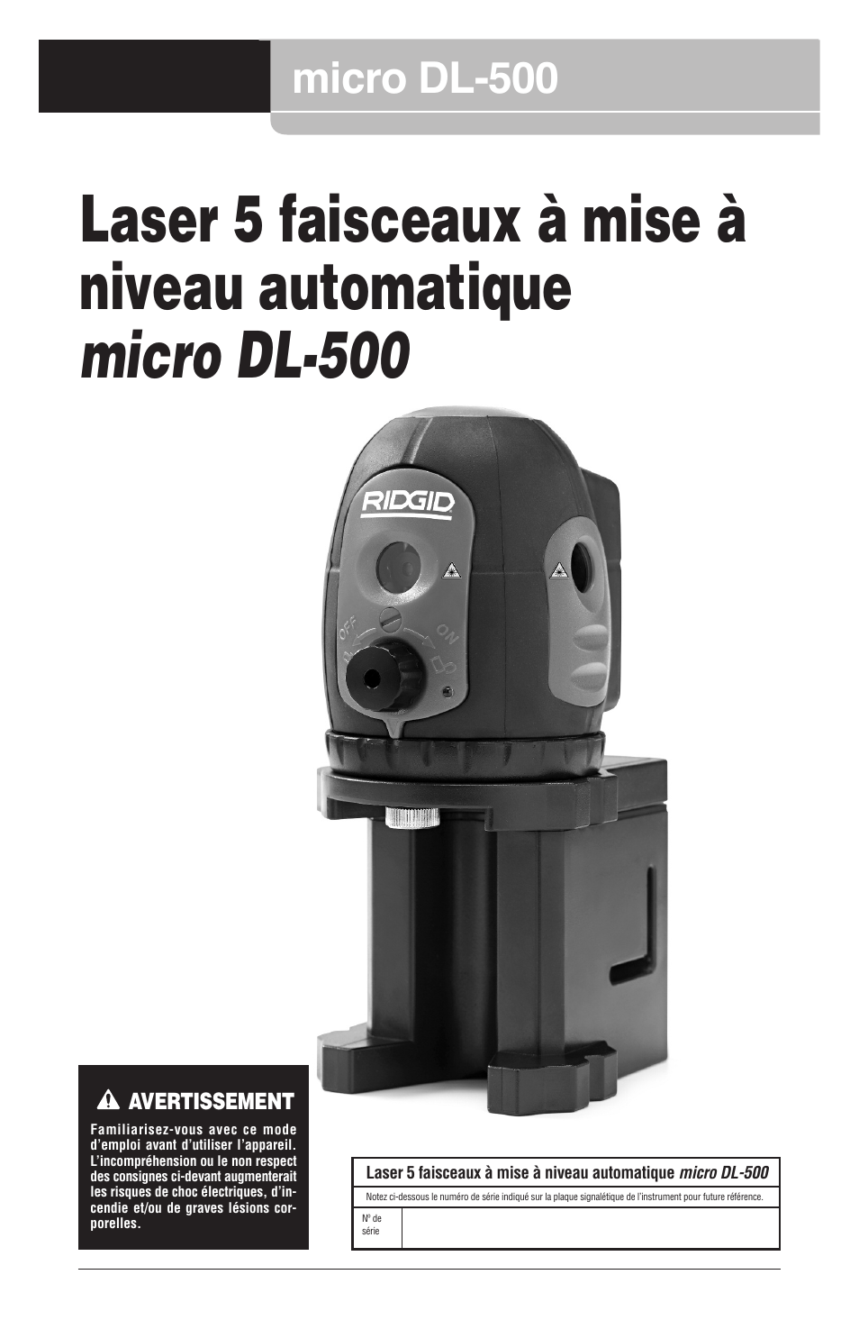 09164 multi 5 dl-500 fr cover no marks, Micro dl-500 | RIDGID micro DL-500 User Manual | Page 15 / 270