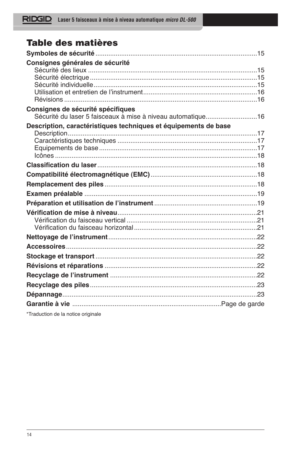 RIDGID micro DL-500 User Manual | Page 16 / 270