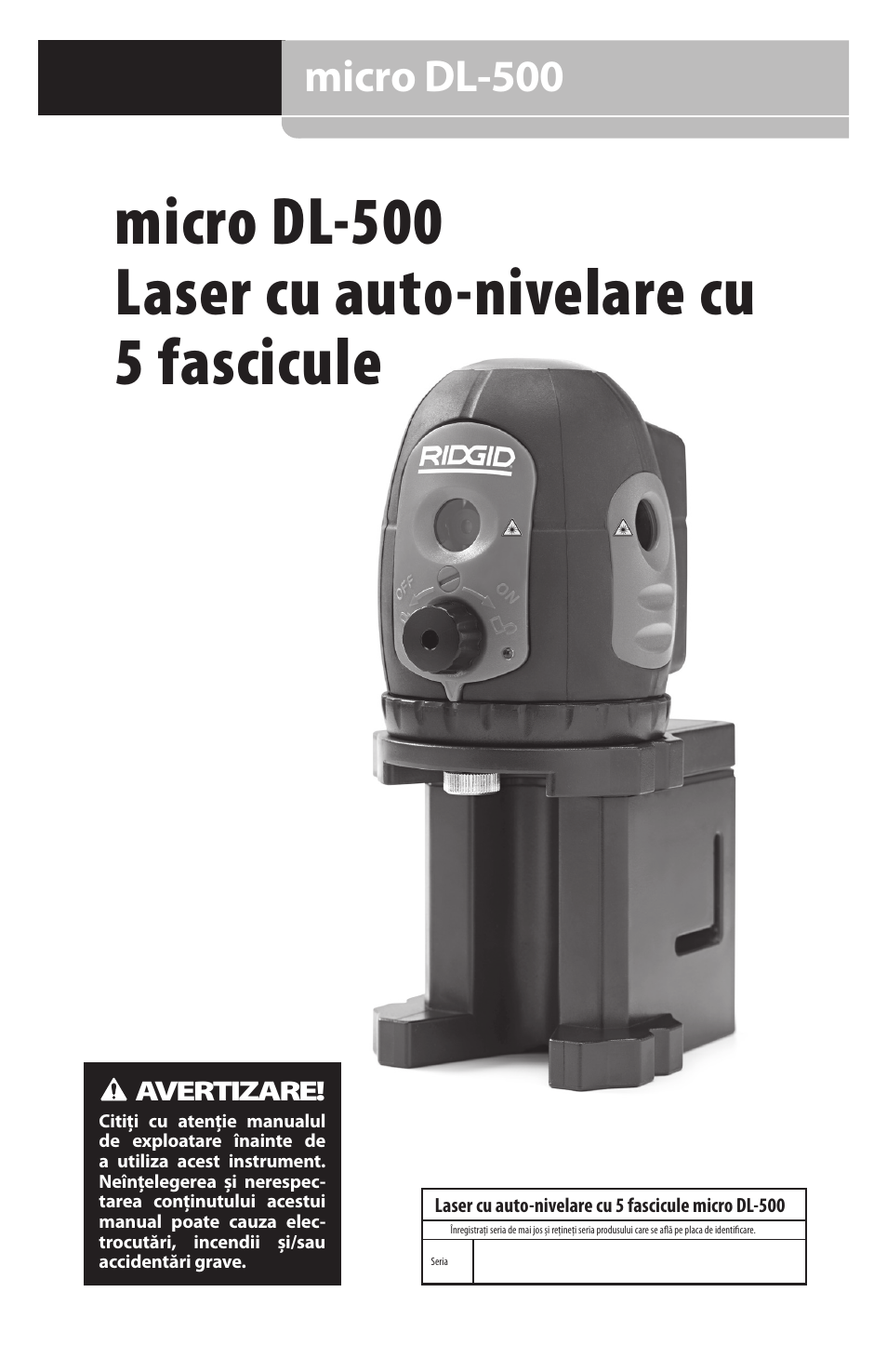 Micro dl-500 laser cu auto-nivelare cu 5 fascicule, Micro dl-500 | RIDGID micro DL-500 User Manual | Page 171 / 270