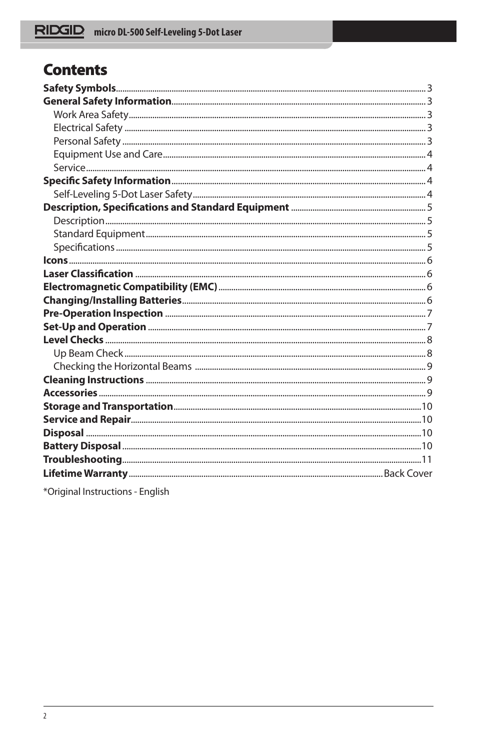 RIDGID micro DL-500 User Manual | Page 4 / 270