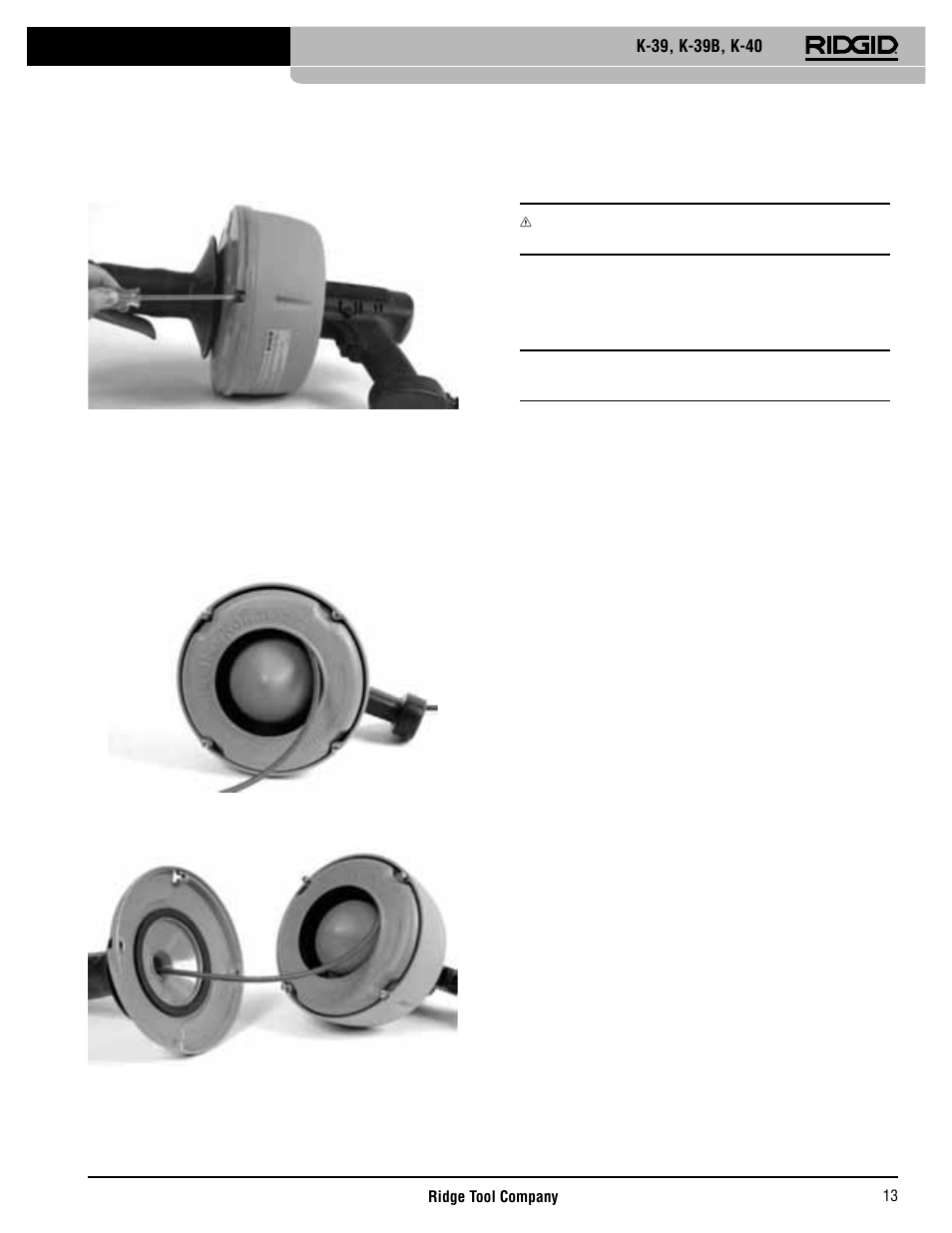 Wartungsanweisungen, Rohrreinigungsgerät | RIDGID K-40 User Manual | Page 14 / 126