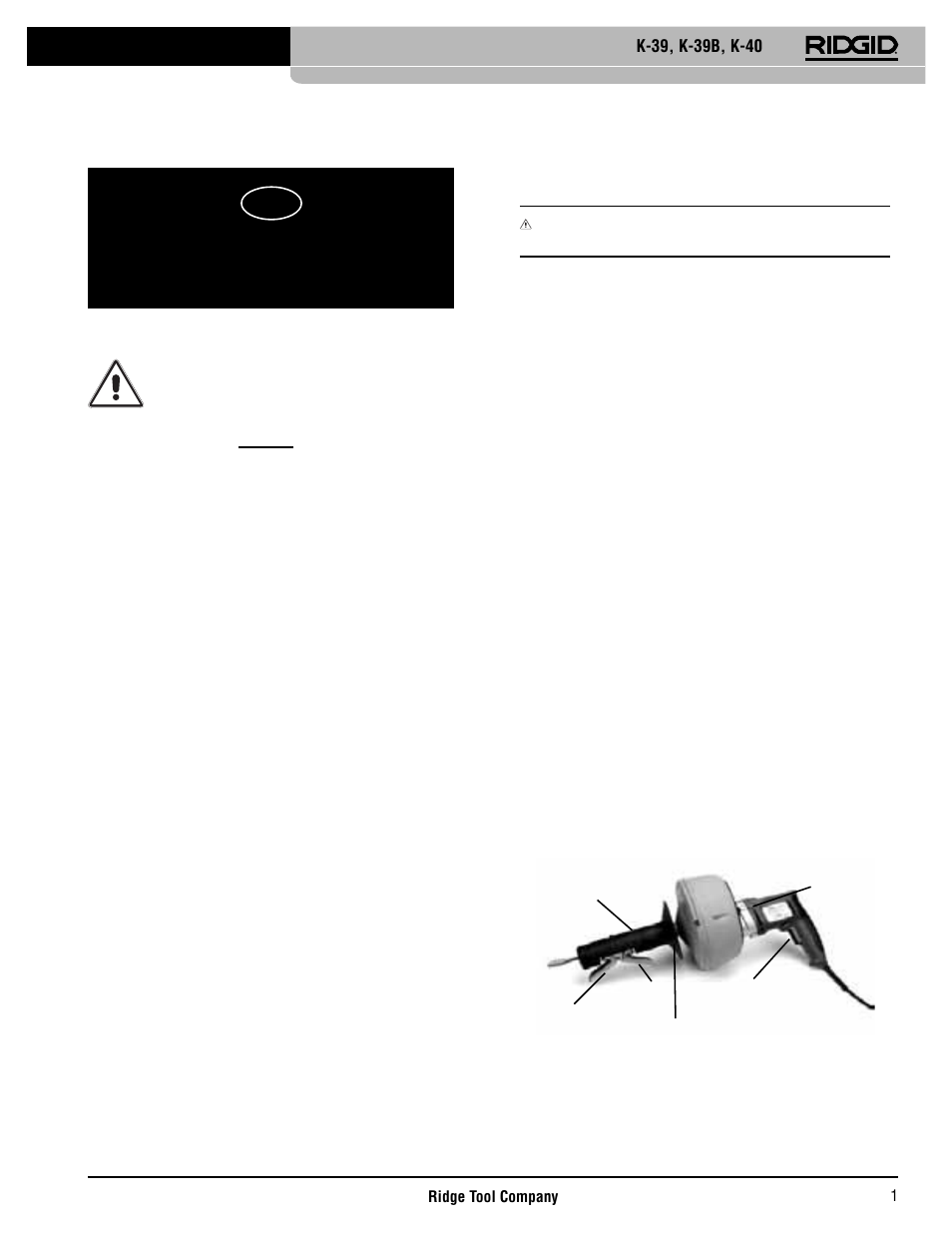 Operating instructions, General safety information, Drain cleaner safety | Battery/charger safety (k-39 only) | RIDGID K-40 User Manual | Page 2 / 126