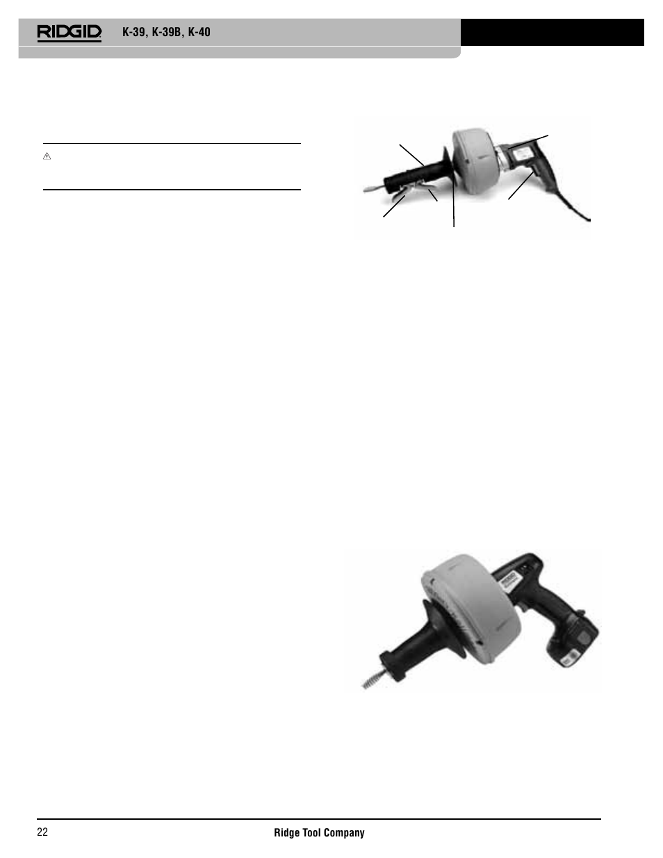 Batterij/laderveiligheid (alleen k-39), Beschrijving | RIDGID K-40 User Manual | Page 23 / 126