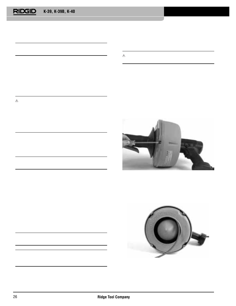 Speciale procedures, Omgekeerde werking, Veer in de veertrommel voeren | RIDGID K-40 User Manual | Page 27 / 126