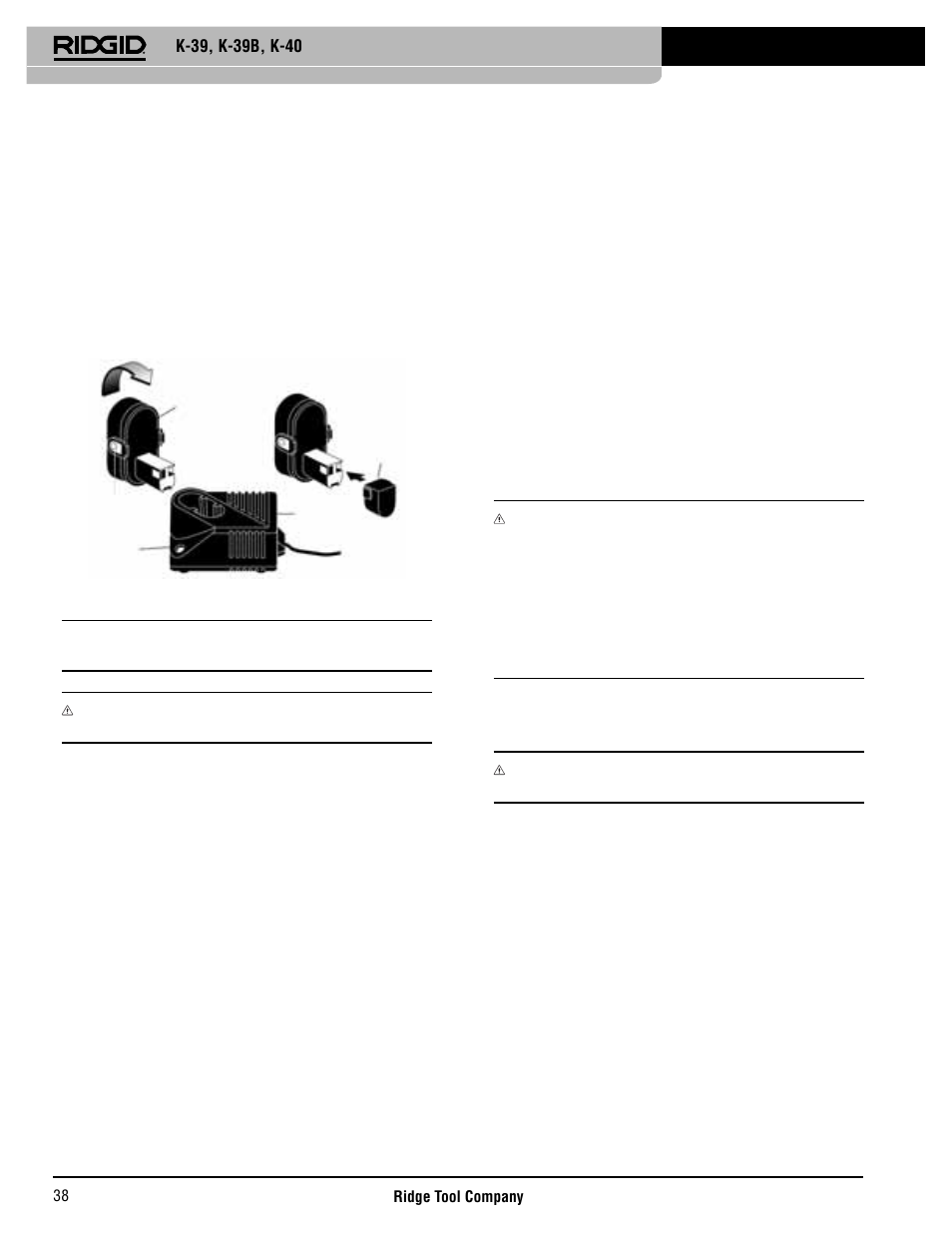 Instrucciones de uso, Observaciones importantes acerca de la carga, Controles | Mandril de acción deslizante (k-39), Interruptor de velocidad variable (k-39), Botón de avance/retroceso | RIDGID K-40 User Manual | Page 39 / 126