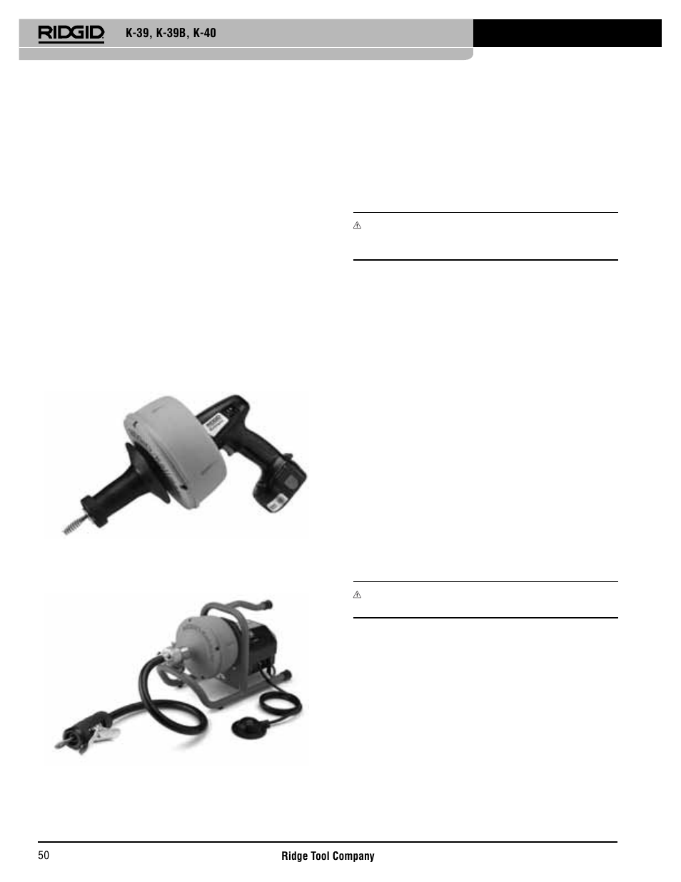 Kontroll av avloppsrensare, Beskrivning | RIDGID K-40 User Manual | Page 51 / 126
