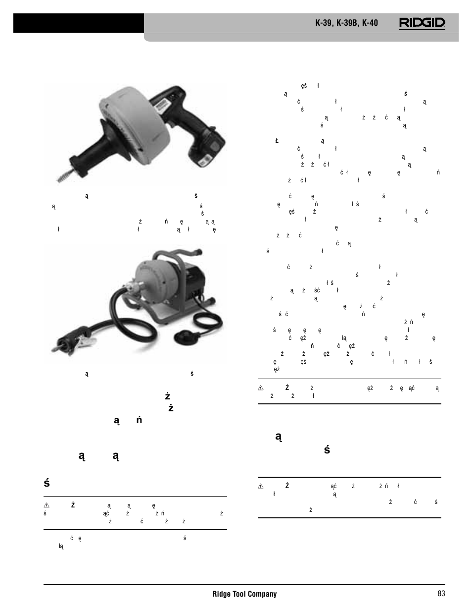 RIDGID K-40 User Manual | Page 84 / 126