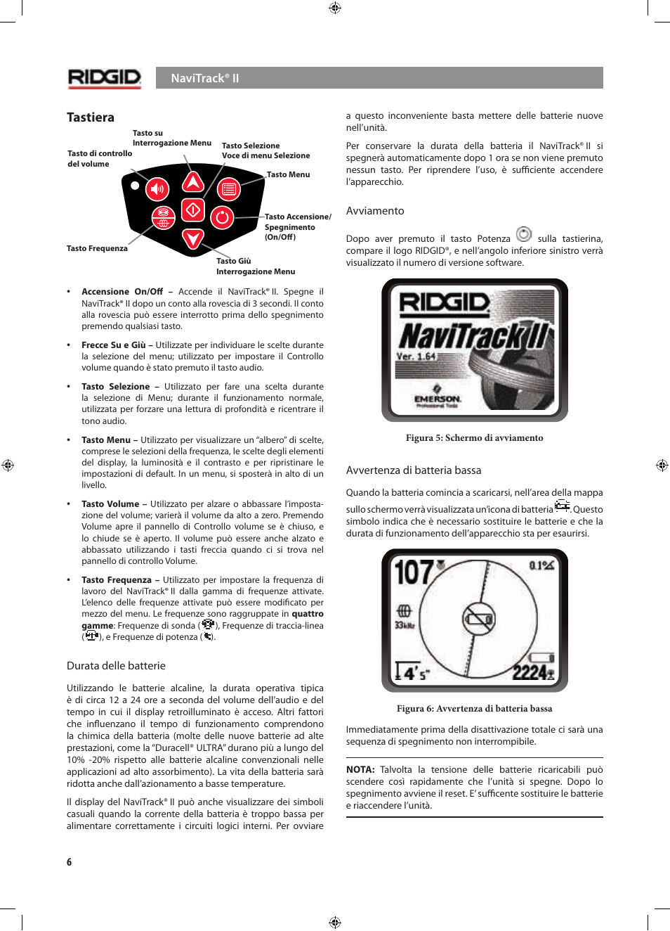 Tastiera | RIDGID NaviTrack II User Manual | Page 120 / 394