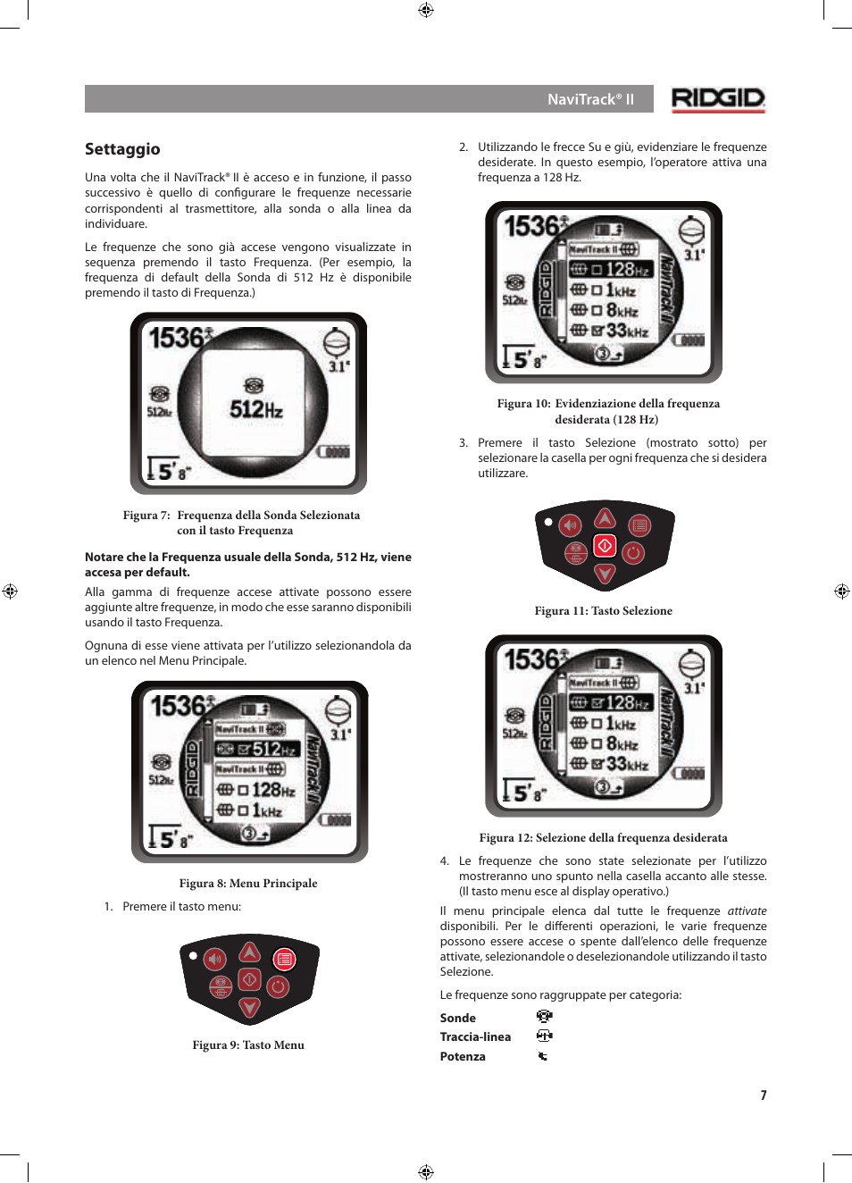 Settaggio | RIDGID NaviTrack II User Manual | Page 121 / 394